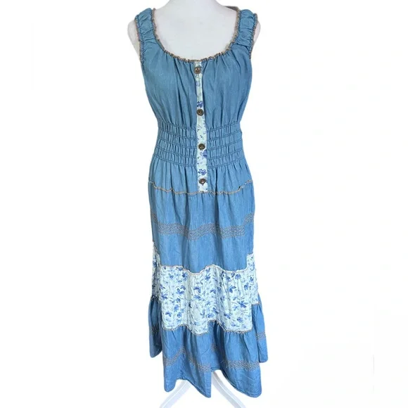 knee length dresses for ladies By Anthropologie Long-Sleeve Smocked Tiered Maxi Dress  katie + hubbell